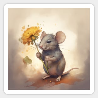 Mouse and Flower Sticker